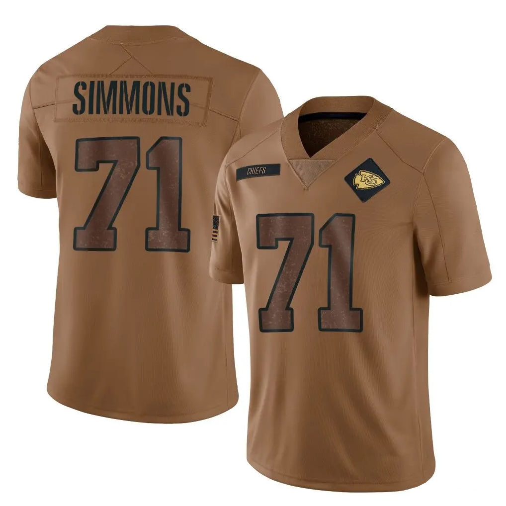Kdoa KC.Chiefs #71 Josh Simmons Player Brown Salute To Service Limited Stitched Jerseys