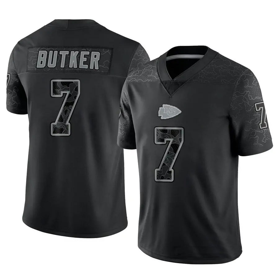Kdoa KC.Chiefs #7 Harrison Butker Player Black RFLCTV Limited Stitched Jerseys