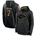 Kdoa KC.Chiefs #7 Harrison Butker Player Black Salute to Service Hoodies Stitched Jerseys