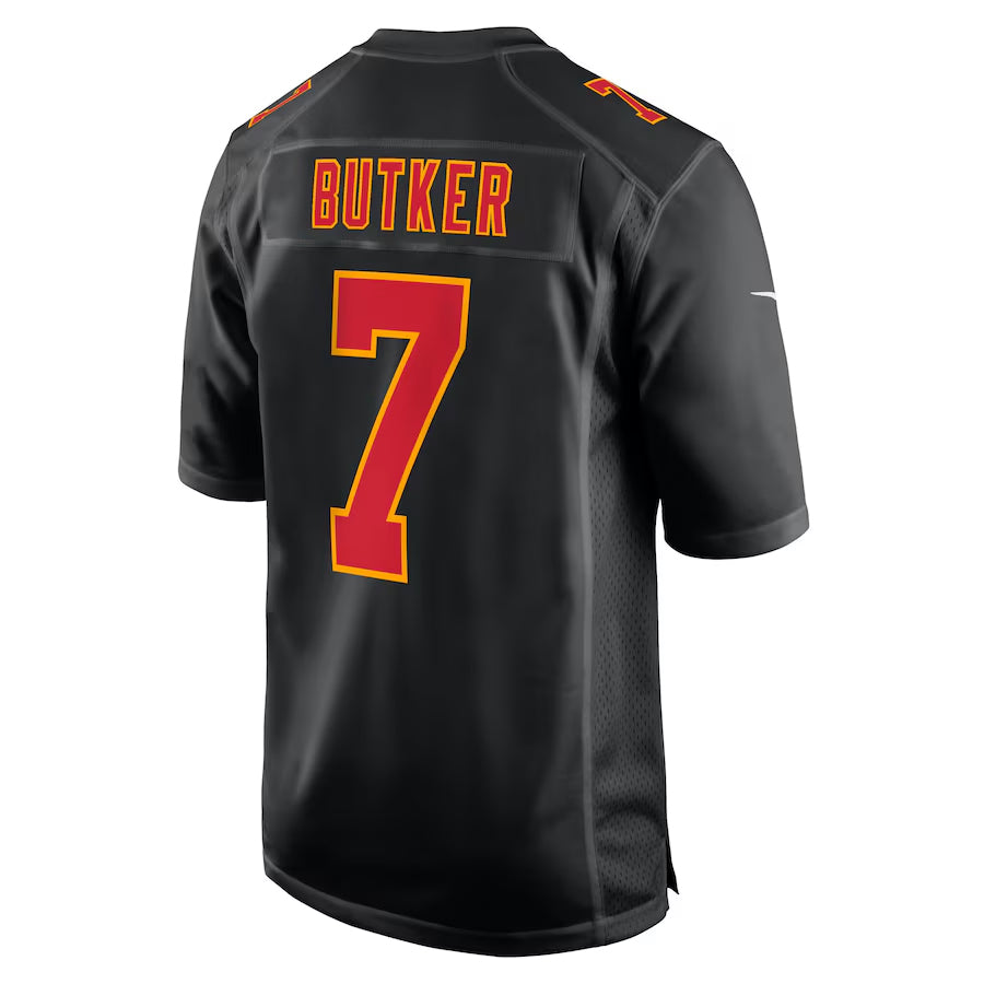Kdoa KC.Chiefs #7 Harrison Butker Player Carbon Black Fashion Game Stitched Jerseys
