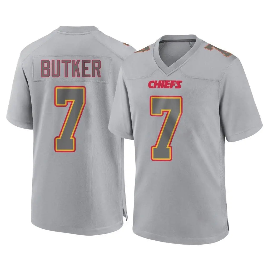 Kdoa KC.Chiefs #7 Harrison Butker Player Gray Atmosphere Fashion Game Stitched Jerseys
