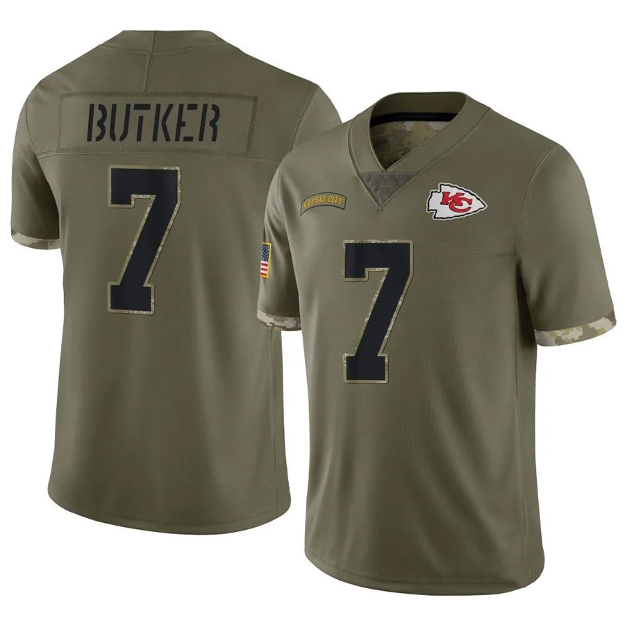 Kdoa KC.Chiefs #7 Harrison Butker Player Olive Salute To Service Stitched Jerseys