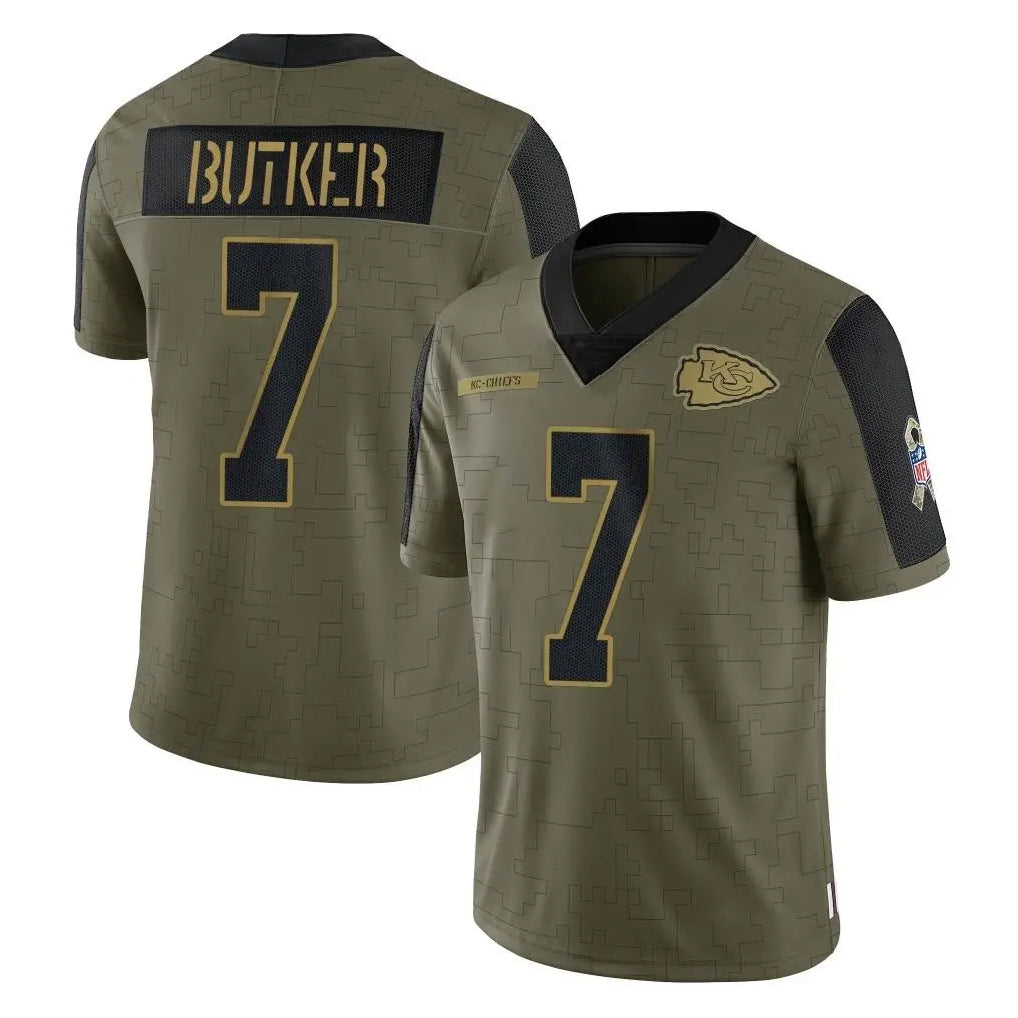 Kdoa KC.Chiefs #7 Harrison Butker Player Olive Salute To Service Limited Game Stitched Jerseys