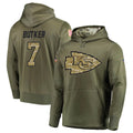 Kdoa KC.Chiefs #7 Harrison Butker Player Salute to Service Limited Olive Hoodies Stitched Jerseys