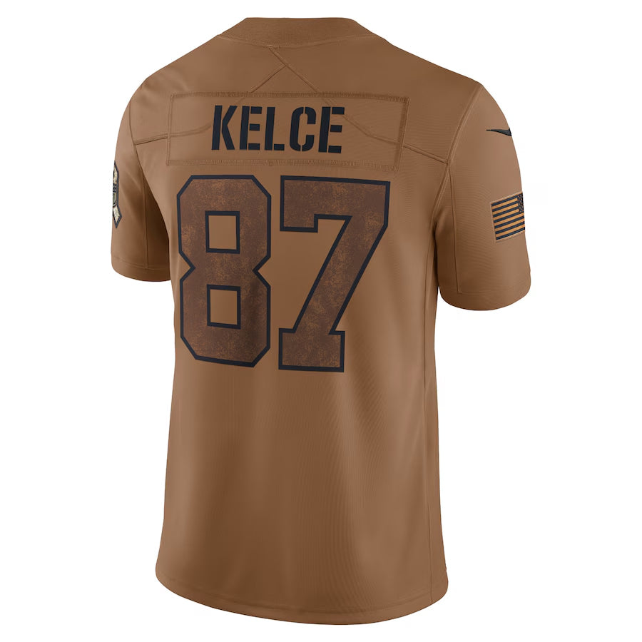 Kdoa KC.Chiefs #87 Travis Kelce Player Brown Salute To Service Limited Stitched Jerseys