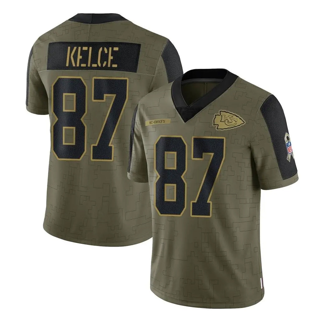 Kdoa KC.Chiefs #87 Travis Kelce Player Olive Salute To Service Limited Game Stitched Jerseys