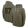 Kdoa KC.Chiefs #87 Travis Kelce Player Olive Salute to Service Hoodies Stitched Jerseys