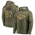 Kdoa KC.Chiefs #87 Travis Kelce Player Salute to Service Limited Olive Hoodies Stitched Jerseys
