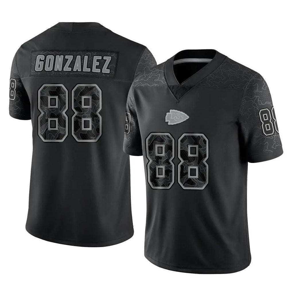 Kdoa KC.Chiefs #88 Tony Gonzalez Player Black Limited Reflective Game Stitched Jerseys