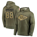 Kdoa KC.Chiefs #88 Tony Gonzalez Player Olive Salute to Service Pullover Hoodies Home Game Stitched Jerseys