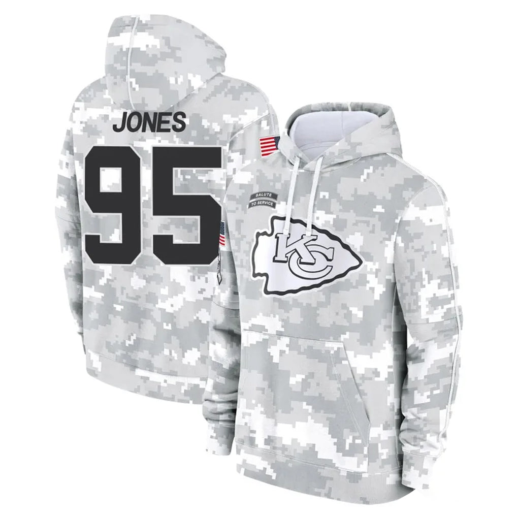 Kdoa KC.Chiefs #95 Chris Jones Player Arctic Camo Salute to Service Hoodies Limited Game Stitched Jerseys