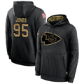 Kdoa KC.Chiefs #95 Chris Jones Player Black Salute to Service Hoodies Stitched Jerseys