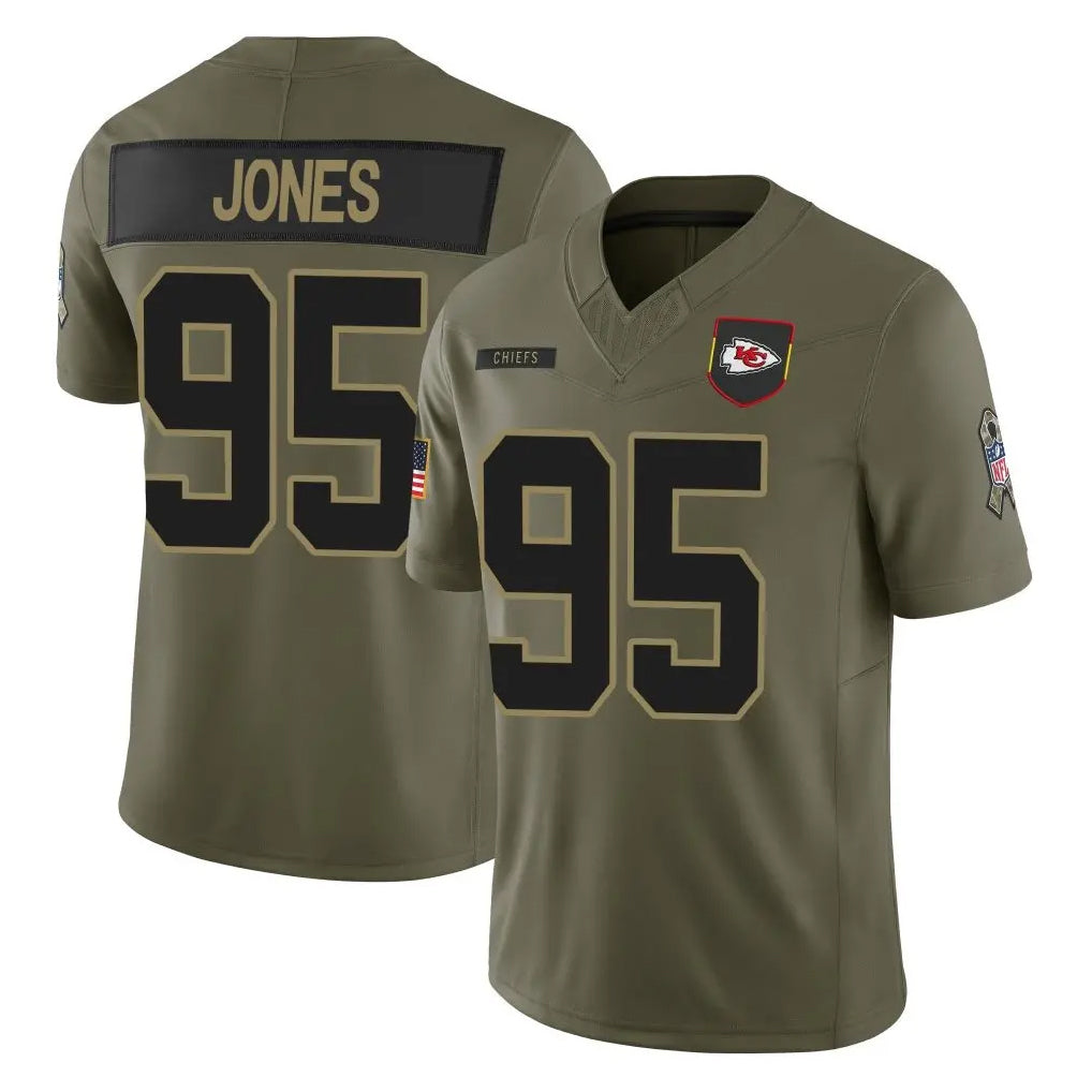 Kdoa KC.Chiefs #95 Chris Jones Player Olive 2025 Salute To Service Limited Game Stitched Jerseys