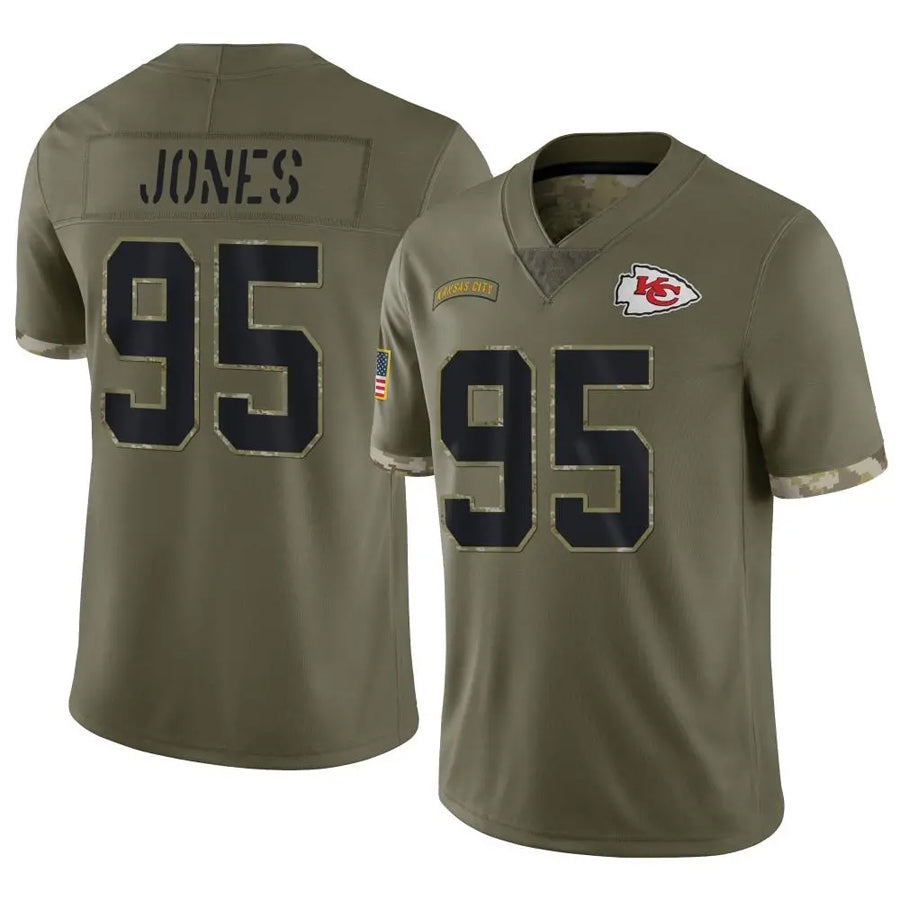 Kdoa KC.Chiefs #95 Chris Jones Player Olive Salute To Service Stitched Jerseys