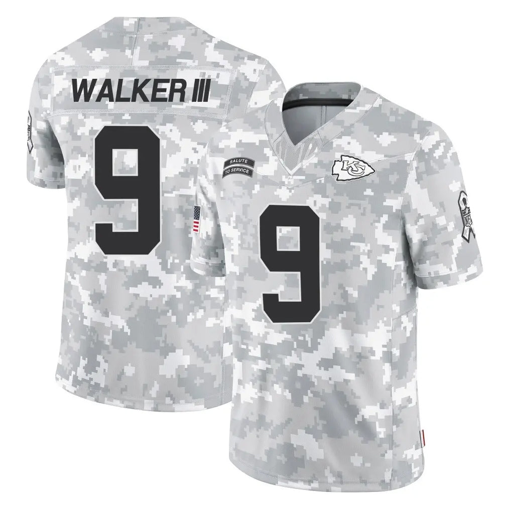 Kdoa KC.Chiefs #9 Kenneth Walker III Player Arctic Camo Salute To Service Limited Game Stitched Jerseys