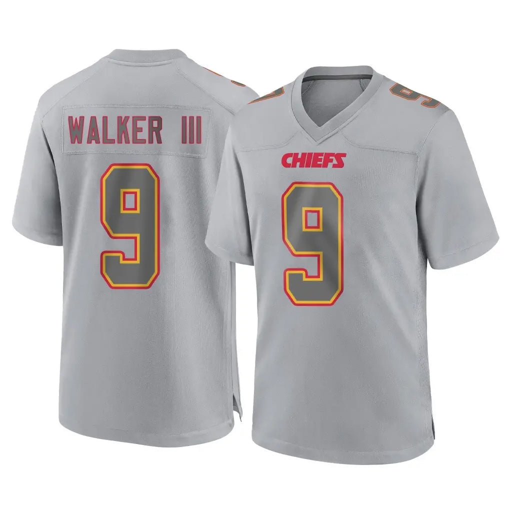 Kdoa KC.Chiefs #9 Kenneth Walker III Player Gray Atmosphere Fashion Game Stitched Jerseys