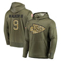 Kdoa KC.Chiefs #9 Kenneth Walker III Player Olive Salute to Service Pullover Hoodies Home Game Stitched Jerseys