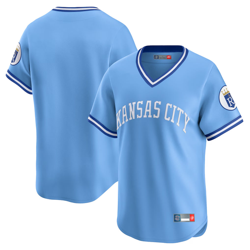 Kdoa KC.Royals Light Blue Limited Throwback Cooperstown Collection Blank Player T-shirt Stitched Jerseys
