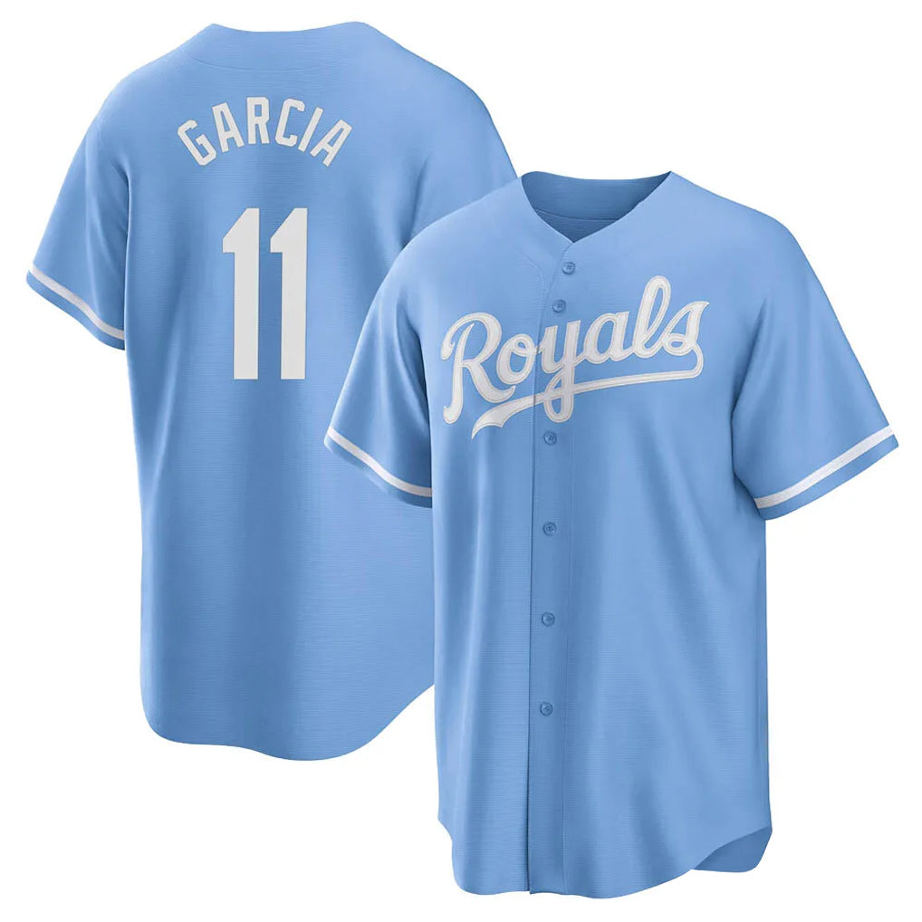 Kdoa KC.Royals #11 Maikel Garcia Player Light Blue Home Game Stitched Jerseys