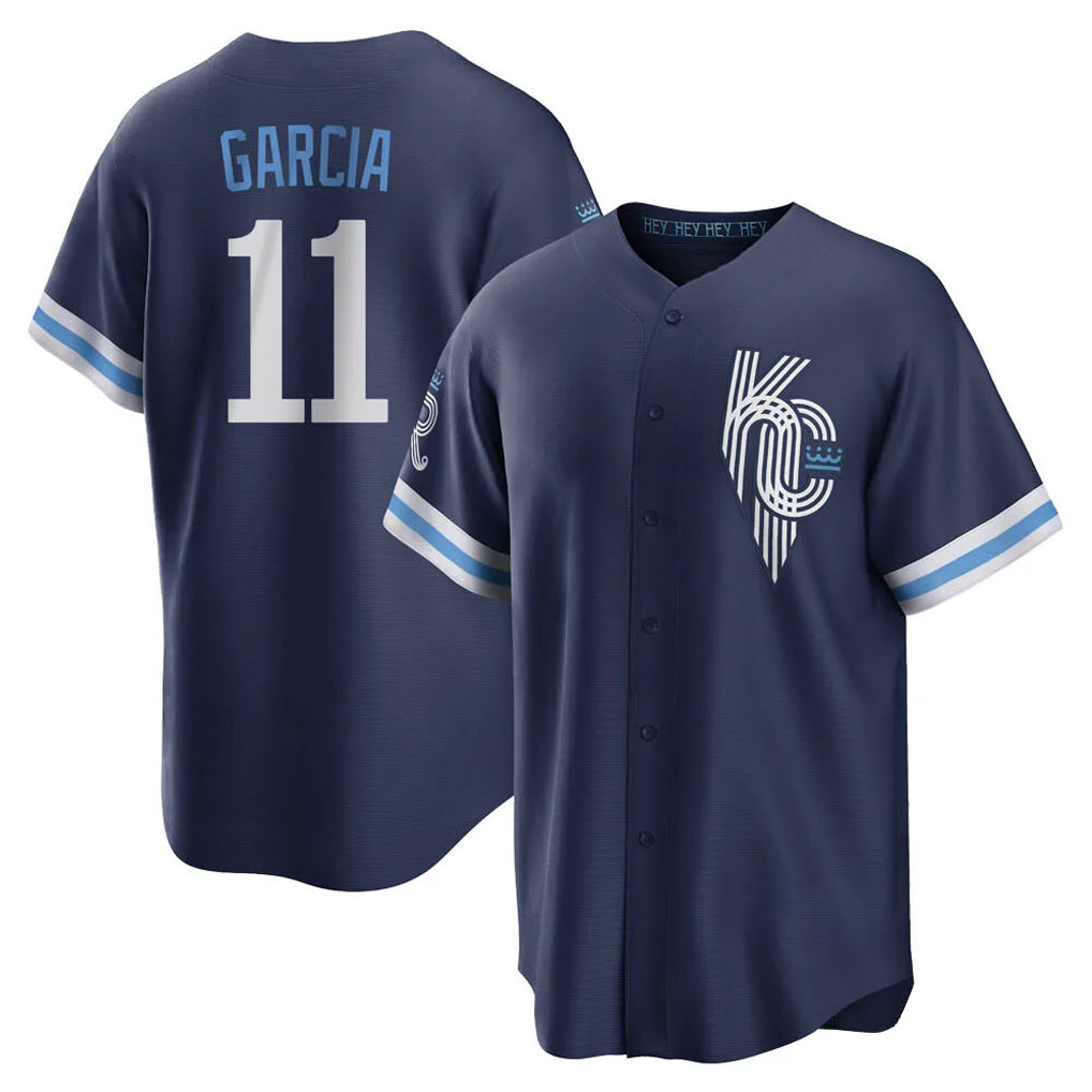 Kdoa KC.Royals #11 Maikel Garcia Player Navy City Connect Home Game Stitched Jerseys