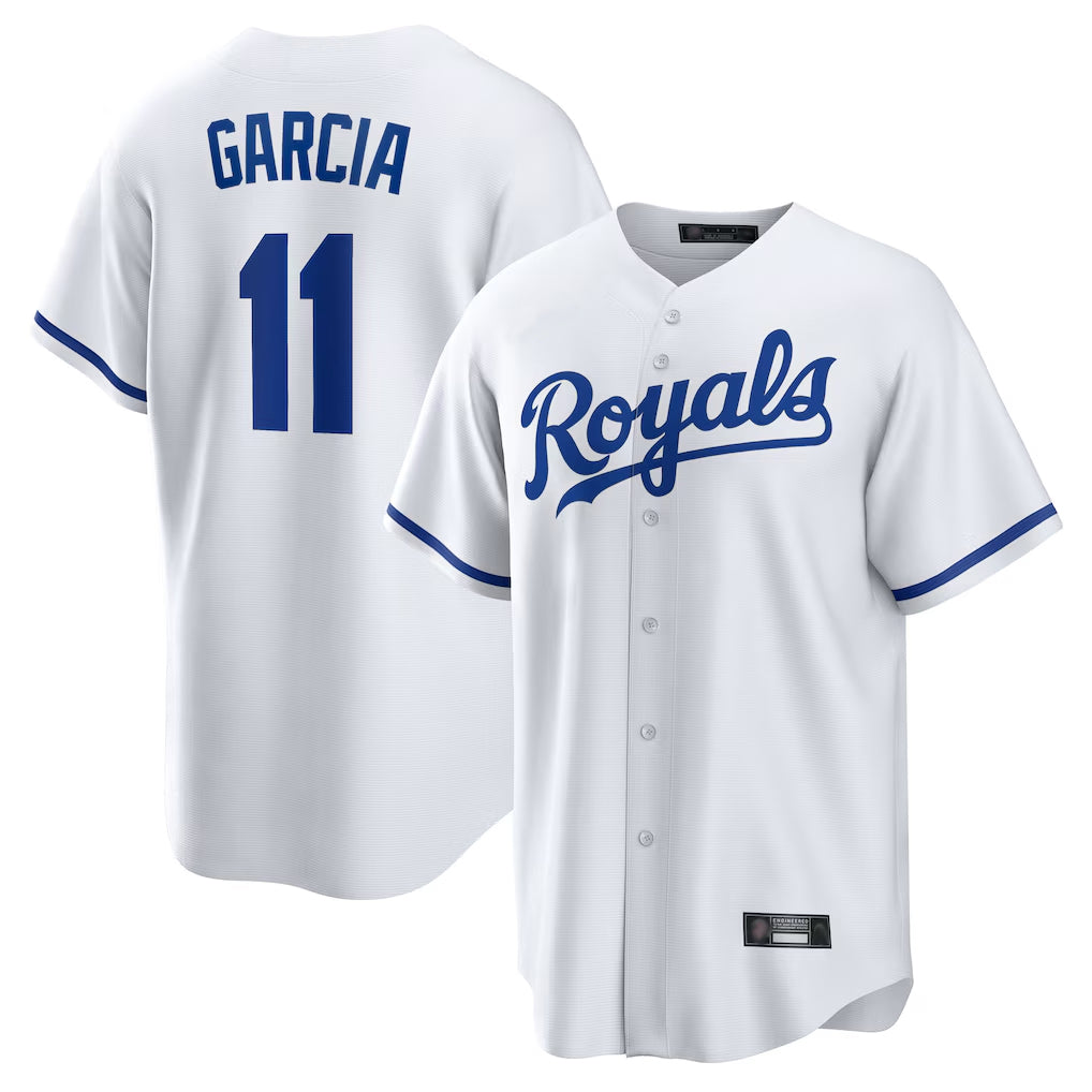 Kdoa KC.Royals #11 Maikel Garcia Player White Home Game Stitched Jerseys