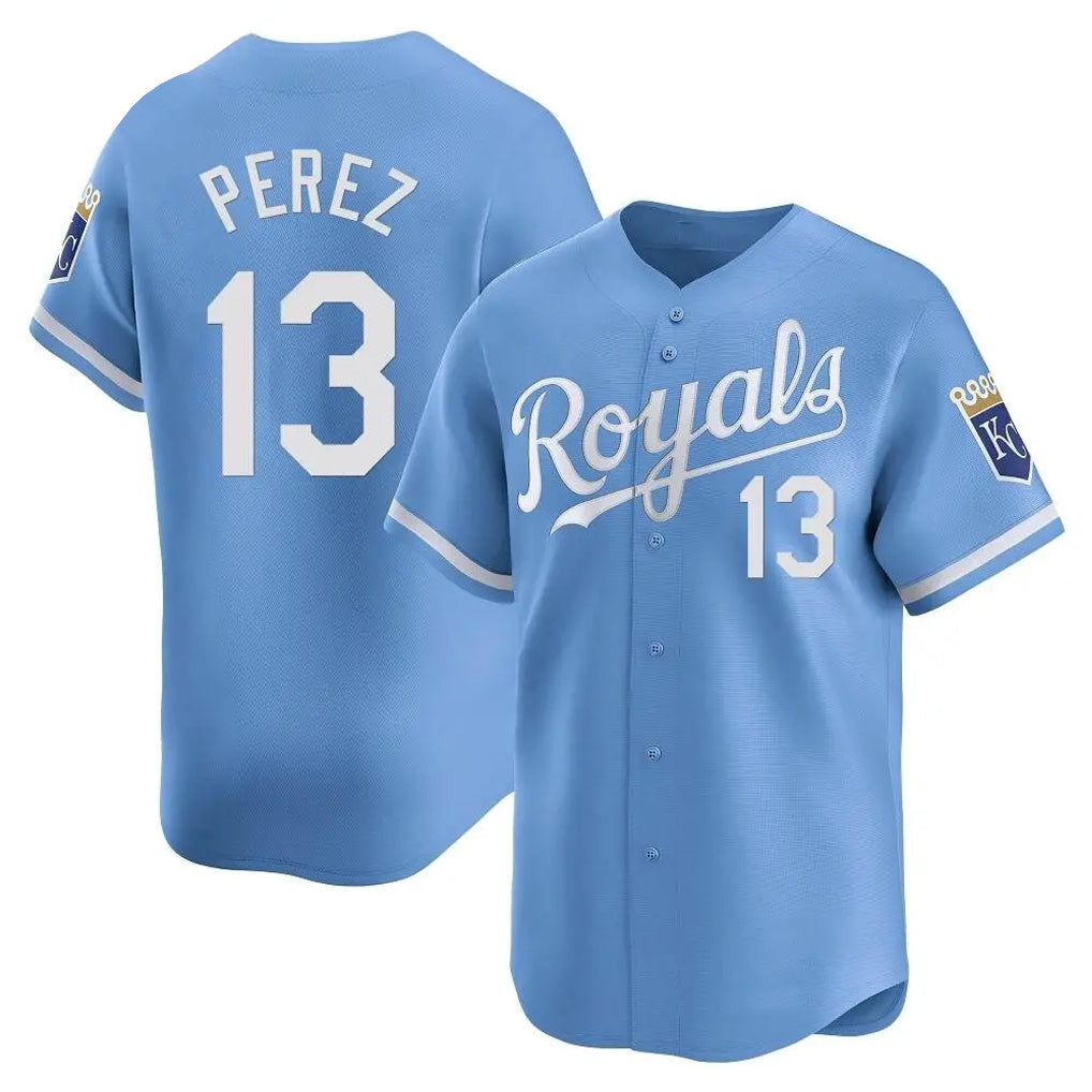 Kdoa KC.Royals #13 Salvador Perez Player Light Blue Alt Limited Home Stitched Jerseys