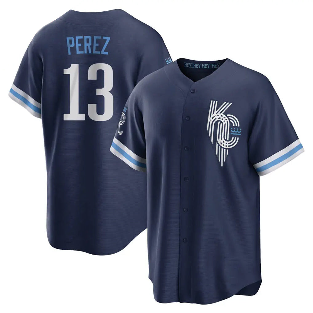 Kdoa KC.Royals #13 Salvador Perez Player Navy City Connect Home Game Stitched Jerseys