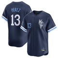 Kdoa KC.Royals #13 Salvador Perez Player Navy City Connect Limited Home Stitched Jerseys