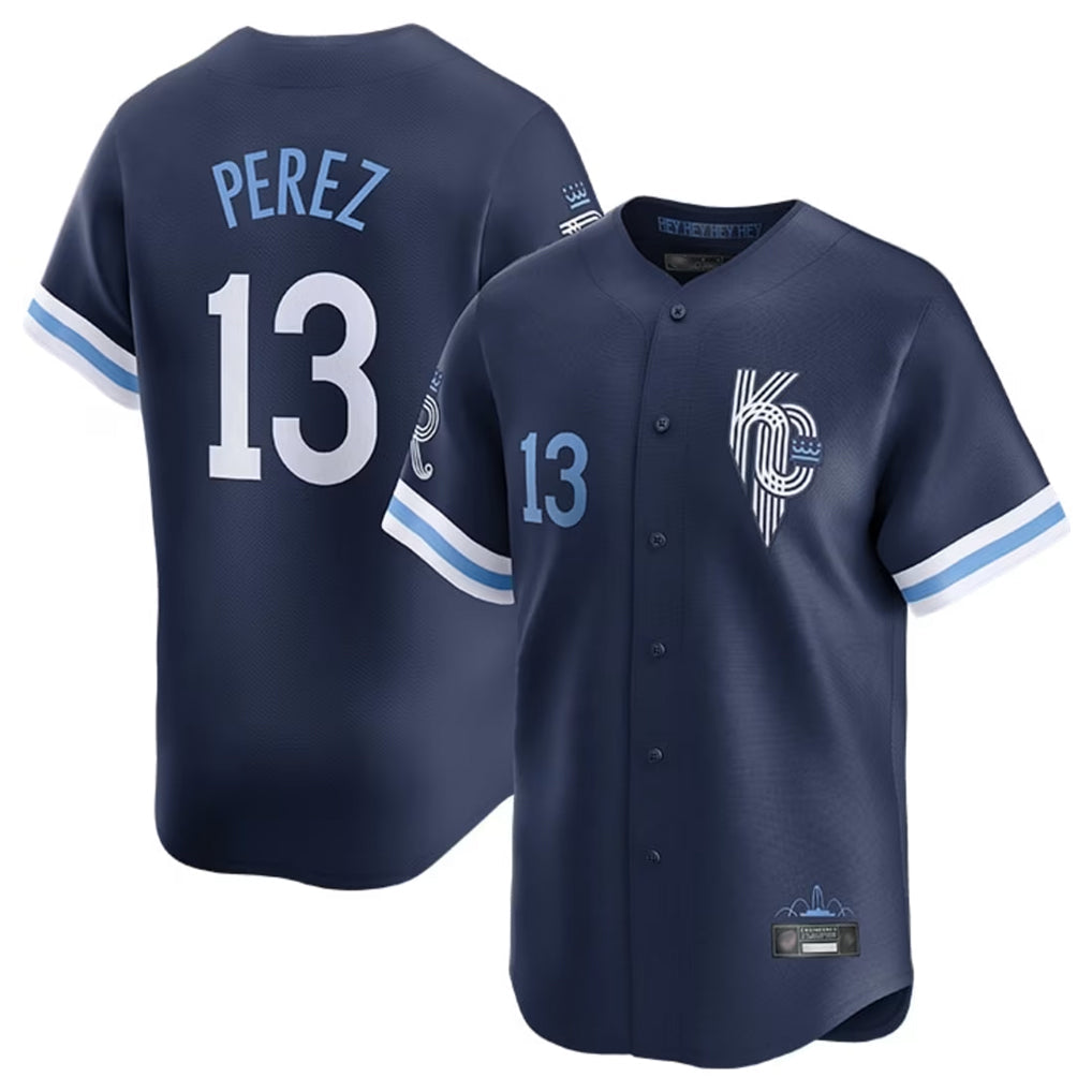 Kdoa KC.Royals #13 Salvador Perez Player Navy City Connect Limited Home Stitched Jerseys
