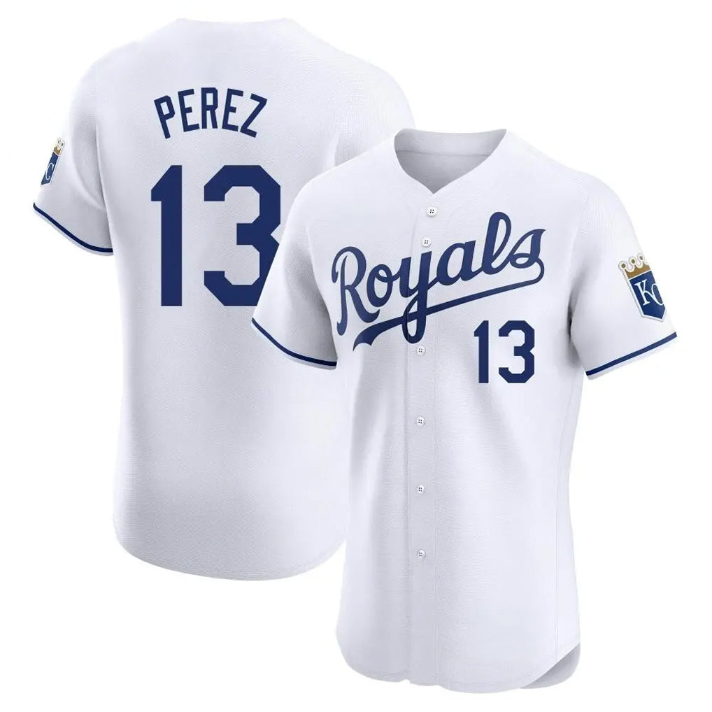 Kdoa KC.Royals #13 Salvador Perez Player White Alt Limited Elite Home Stitched Jerseys