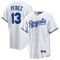 Kdoa KC.Royals #13 Salvador Perez Player White Home Game Stitched Jerseys
