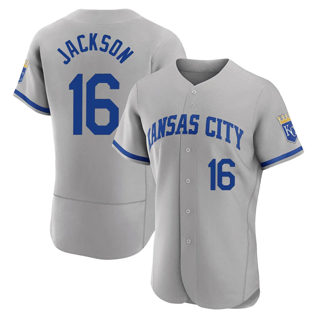 Kdoa KC.Royals #16 Bo Jackson Player Gray Limited Elite Home Game Stitched Jerseys