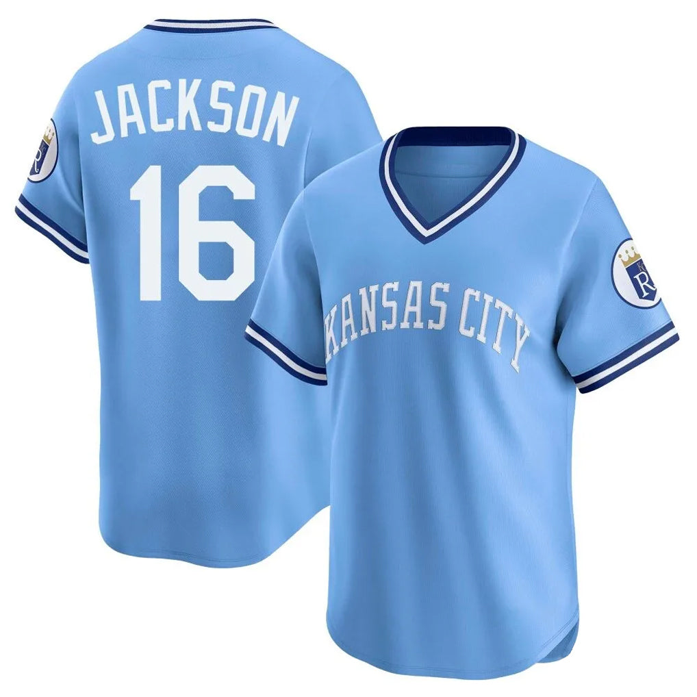 Kdoa KC.Royals #16 Bo Jackson Player Light Blue Limited Throwback Cooperstown Collection T-shirt Stitched Jerseys