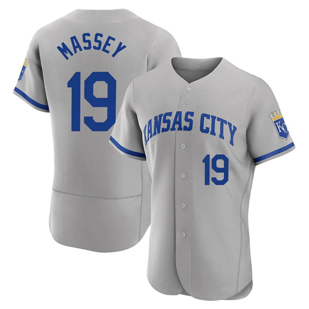 Kdoa KC.Royals #19 Michael Massey Player Gray Limited Elite Home Game Stitched Jerseys