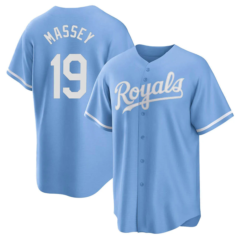 Kdoa KC.Royals #19 Michael Massey Player Light Blue Home Game Stitched Jerseys