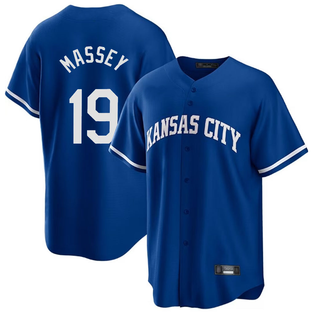 Kdoa KC.Royals #19 Michael Massey Player Royal Game Home Stitched Jerseys