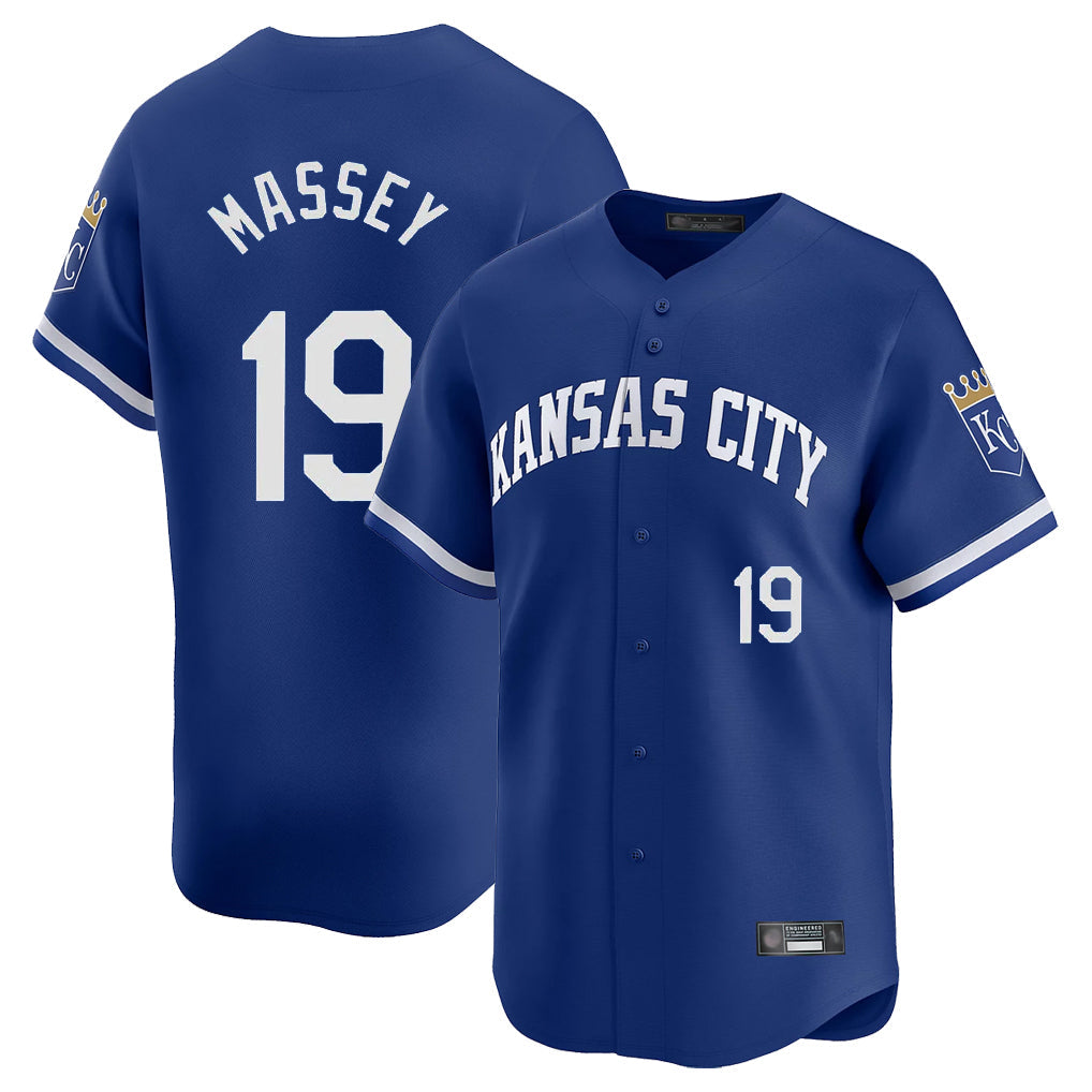 Kdoa KC.Royals #19 Michael Massey Player Royal Limited Home Stitched Jerseys