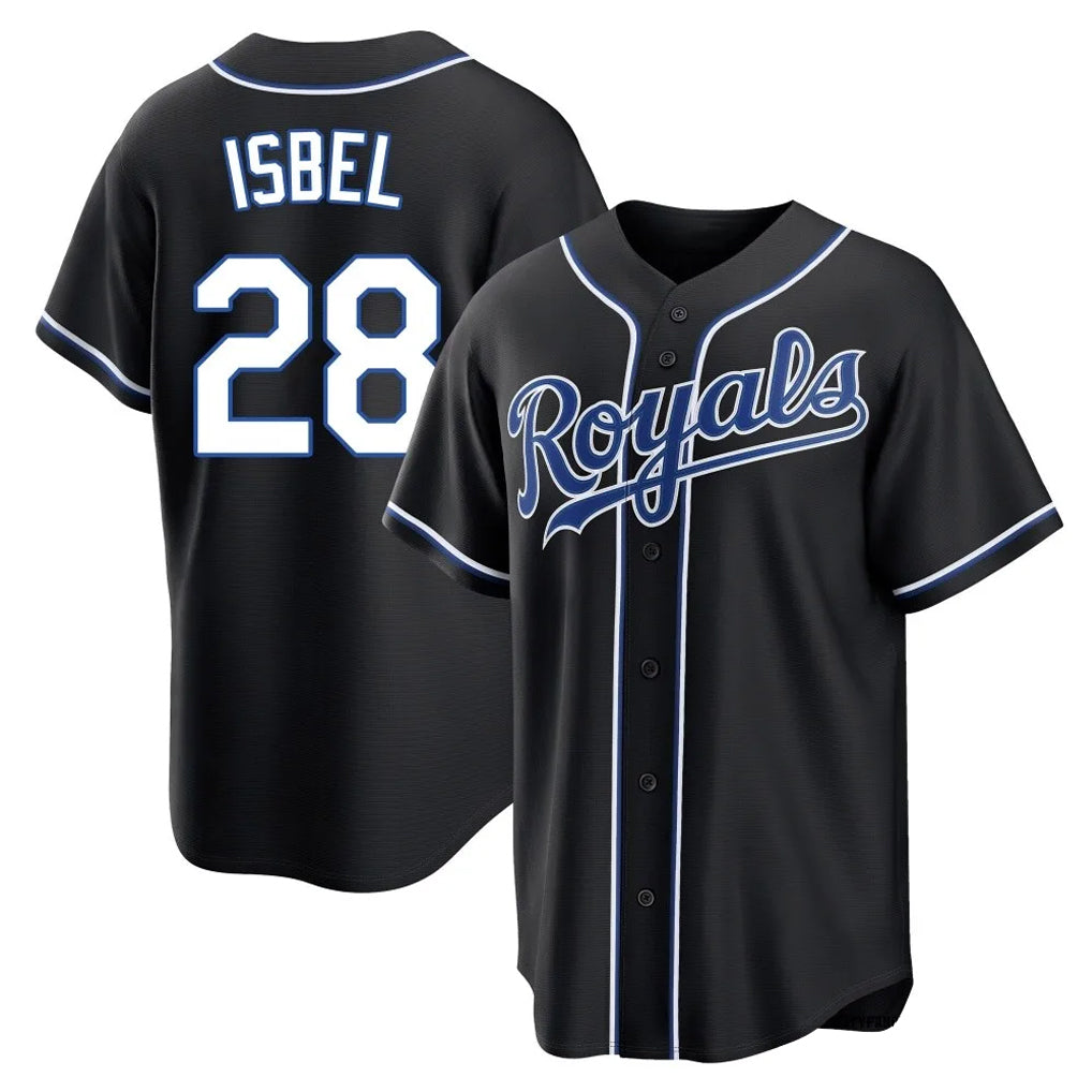 Kdoa KC.Royals #28 Kyle Isbel Player Black Carbon Fashion Home Game Stitched Jerseys