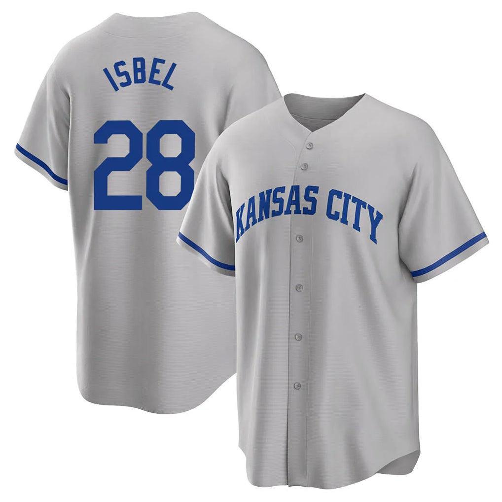 Kdoa KC.Royals #28 Kyle Isbel Player Gray Game Home Stitched Jerseys