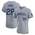 Kdoa KC.Royals #28 Kyle Isbel Player Gray Limited Elite Home Stitched Jerseys