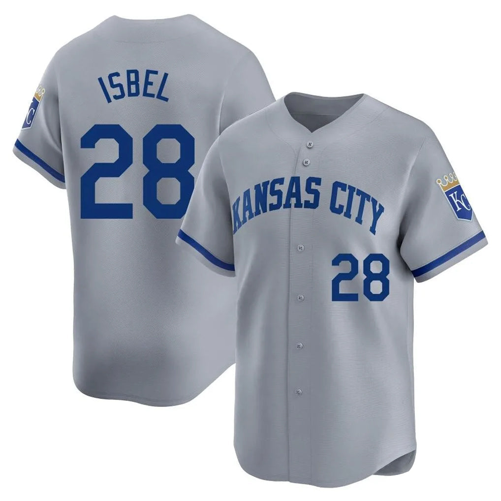 Kdoa KC.Royals #28 Kyle Isbel Player Gray Limited Home Stitched Jerseys