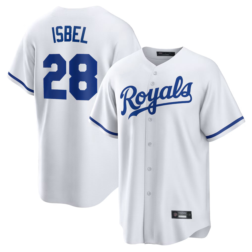 Kdoa KC.Royals #28 Kyle Isbel Player White Home Game Stitched Jerseys