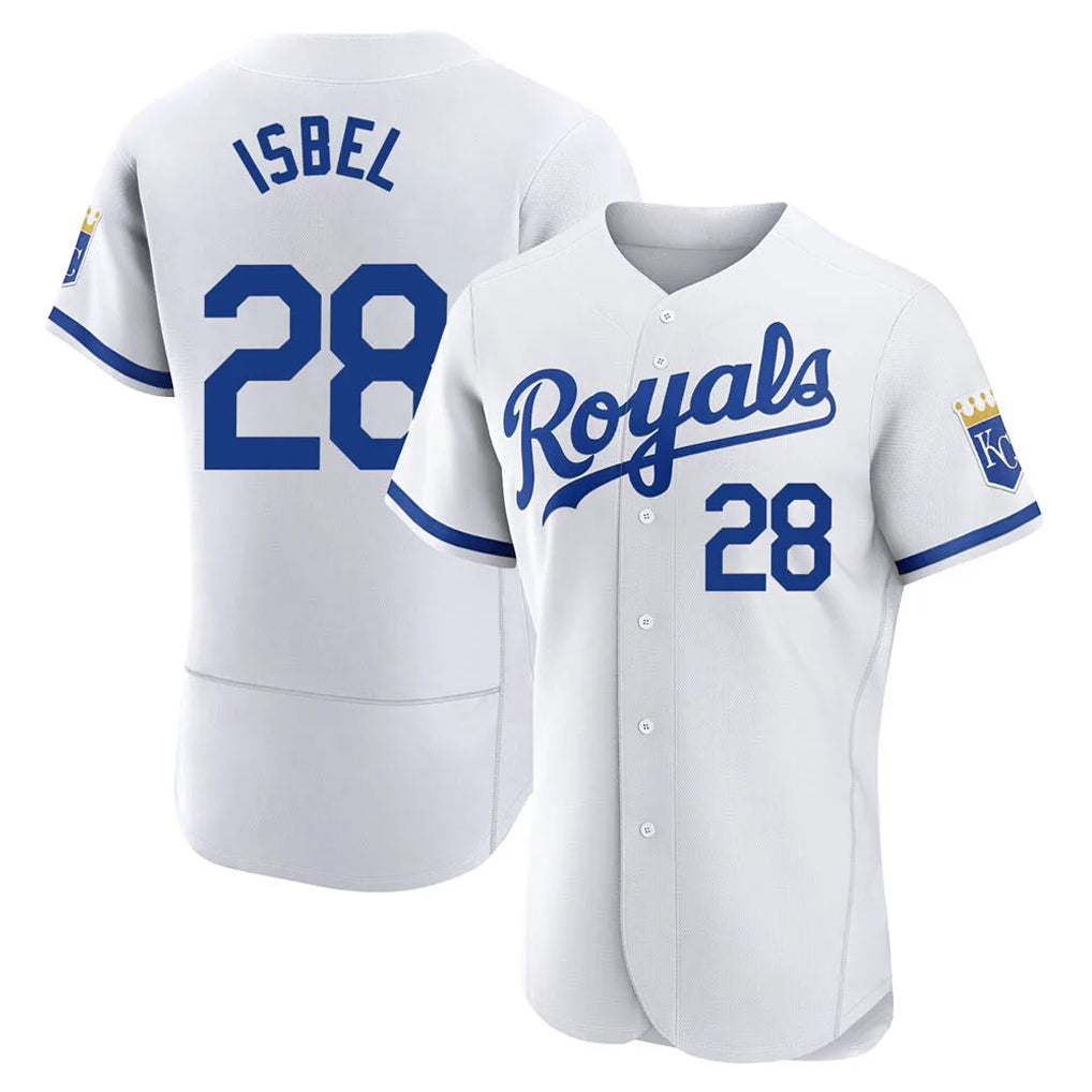 Kdoa KC.Royals #28 Kyle Isbel Player White Limited Elite Home Game Stitched Jerseys
