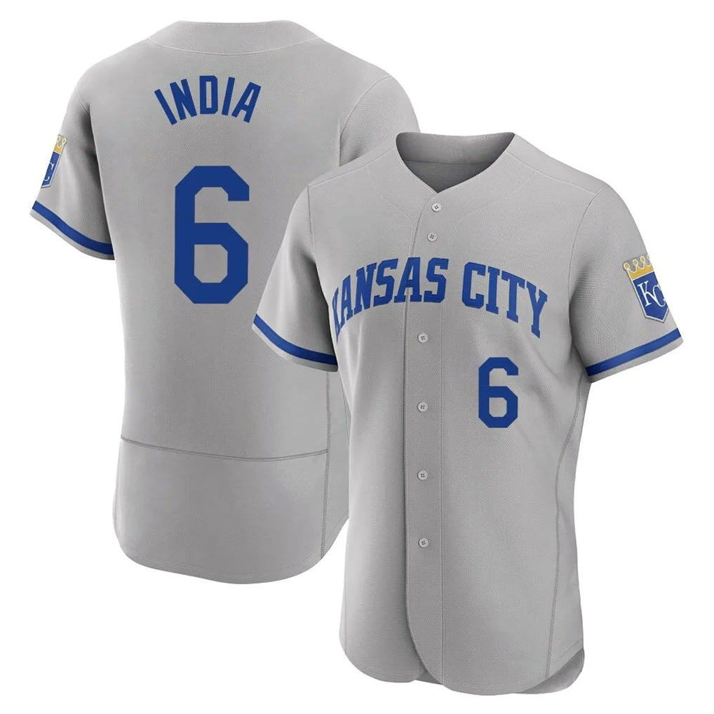 Kdoa KC.Royals #6 Jonathan India Player Gray Limited Elite Home Game Stitched Jerseys