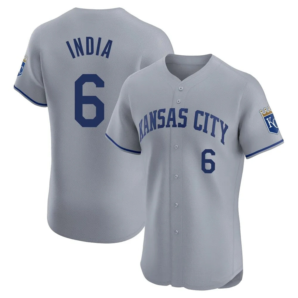 Kdoa KC.Royals #6 Jonathan India Player Gray Limited Elite Home Stitched Jerseys