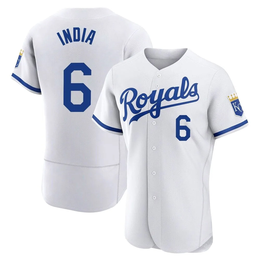 Kdoa KC.Royals #6 Jonathan India Player White Limited Elite Home Game Stitched Jerseys