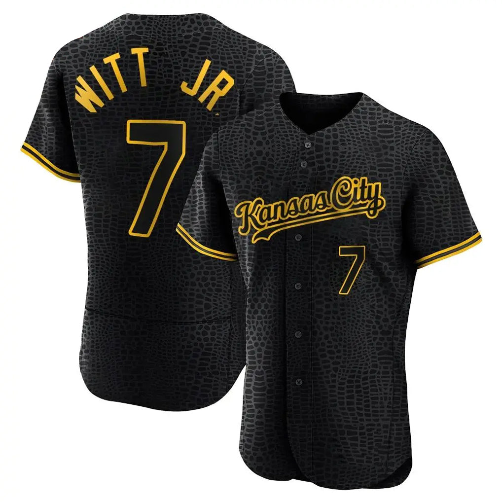 Kdoa KC.Royals #7 Bobby Witt Jr. Player Black Snake Skin City Limited Elite Stitched Jerseys