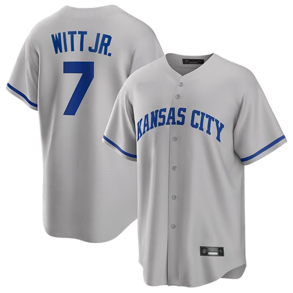 Kdoa KC.Royals #7 Bobby Witt Jr. Player Gray Game Home Stitched Jerseys