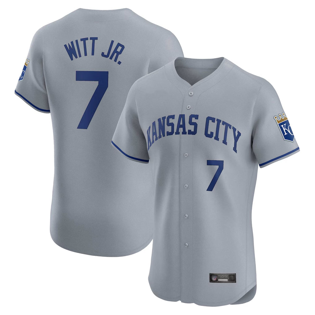 Kdoa KC.Royals #7 Bobby Witt Jr. Player Gray Limited Elite Home Stitched Jerseys