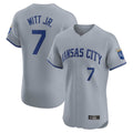 Kdoa KC.Royals #7 Bobby Witt Jr. Player Gray Limited Elite Home Stitched Jerseys